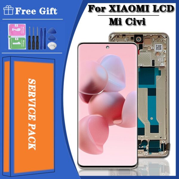 6.55"Original For Xiaomi Civi Micivi LCD With Frame 2109119BC Display Touch Panel Screen Digitizer For Xiaomi Civi Mi Civi LCD